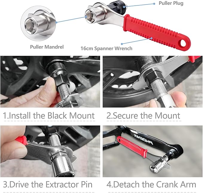 Bicycle Crank Extractor Tool Set - Professional Bike Crank puller with 16mm Spanner for Bottom Bracket Remover in the Bike Tool kits