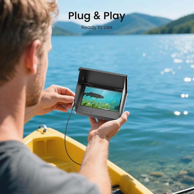 Eyoyo水中釣りカメラ 5000mAhバッテリー 赤外線ナイトビジョン IP68防水 ポータブル魚群探知機 アイスフィッシング、湖、ボート、カヤック釣りに対応