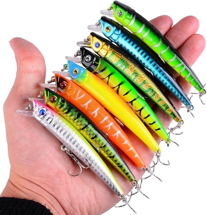 Aorace Fishing Lures Kit Mixed Including Minnow Popper Crank Baits with Hooks for Saltwater Freshwater Trout Bass Salmon Fishing