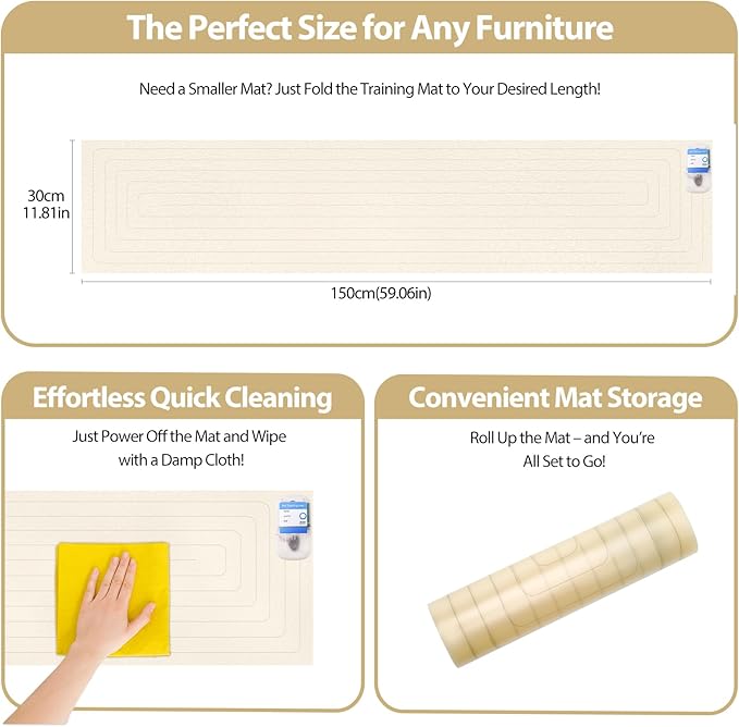Pet Shock Mat 60x12 Inch, Static Correction Pad for Dogs & Cats Indoor, 3 Training Modes with Tester | Keep Pets Off Furniture, Couch, Sofa | Auto Power Off, Battery Operated Safe Protection
