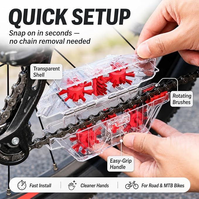 Bike Chain Cleaner Tool – Easy-to-Use Bicycle Chain Cleaning Device, Transparent Design, Deep Cleaning for Road & MTB Bikes