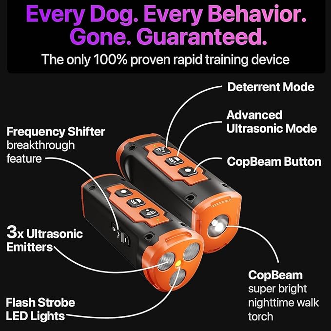 Ultrasonic Dog Bark Deterrent Device, 50 Ft Range