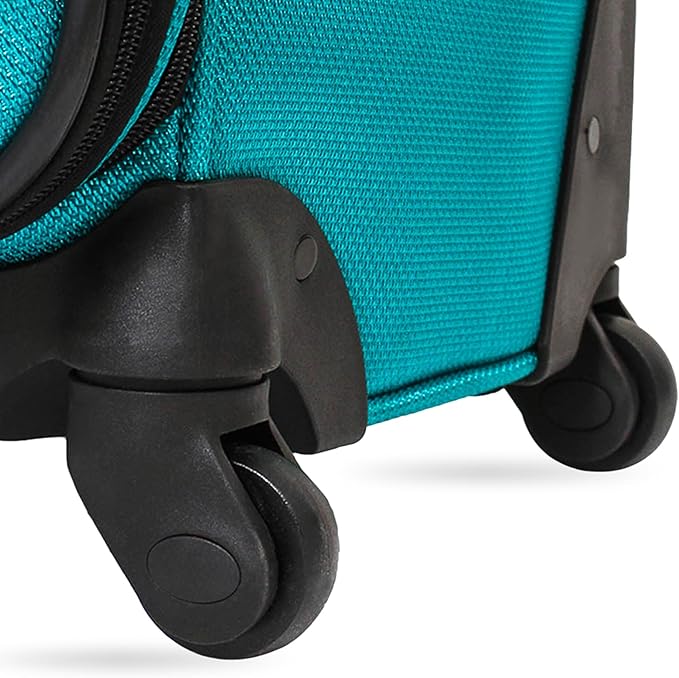 SwissGear Sion Softside Expandable Luggage – Carry-On Suitcase with 360 Degree Wheels & Retractable Handle – 21 Inch, Perfect for 1-3 Night Trips – Teal