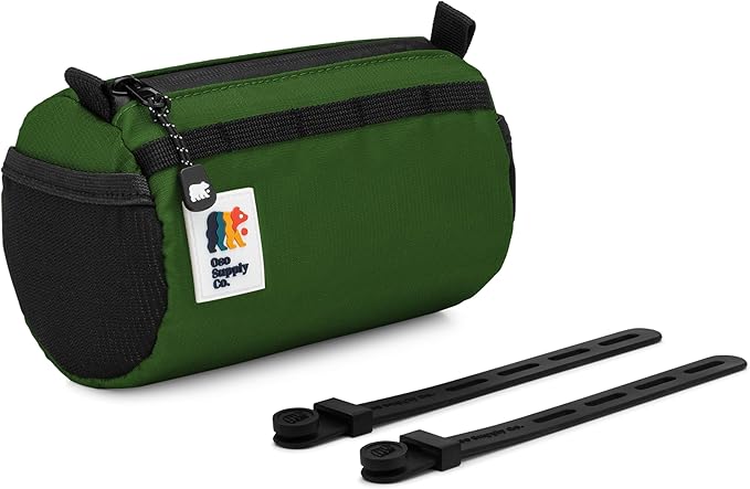 Oso Supply Co Handlebar Bike Bag – Water-Resistant Hard Shell with Quick-Access Zipper, Side Mesh Pockets, and Spacious Storage – Ideal for Cycling, Commuting, and Adventure Rides (Green)