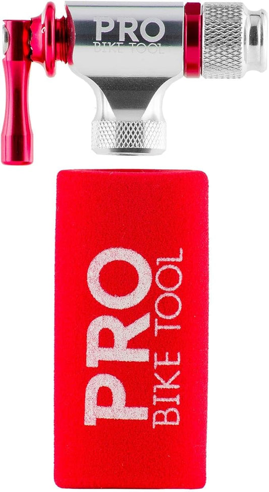 Pro Bike Tool CO2 Inflator Quick & Easy - Presta & Schrader Valve Compatible - Bicycle Tyre Pump for Road & Mountain Bikes - Insulated Sleeve - No CO2 Cartridges Included