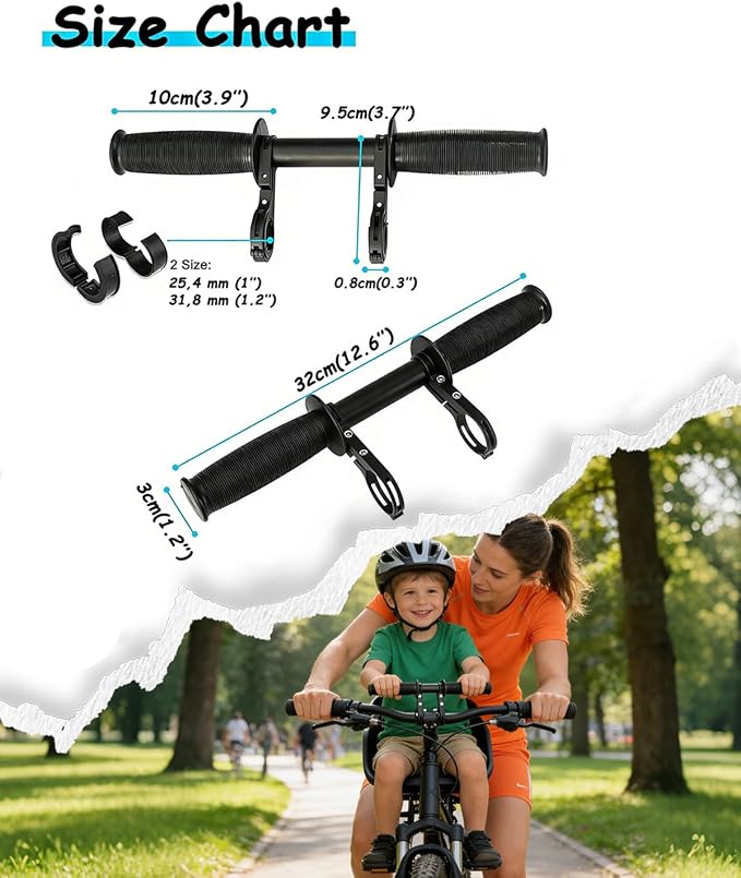 HANEVEAR Kids Bike Handlebars Extender, 2 in 1 Child Bike Handlebar & Bicycle Handlebar Extension, 11.8" MTB Bracket Accessories for Mountain Bike BMX Cycling, Fit 25-32mm Bars Caliber
