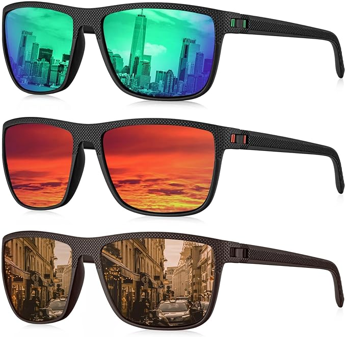 KALIYADI Polarized Sunglasses for Men, Lightweight Sun Glasses with UV Protection for Driving Fishing Golf