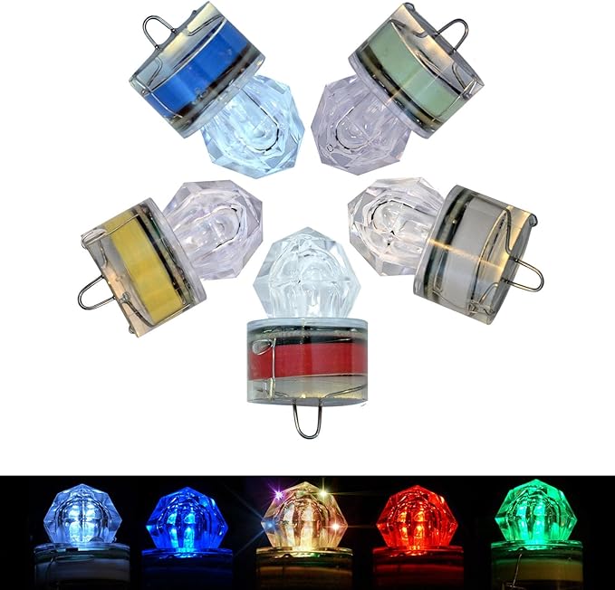 水中LED釣りルアー、LED発光ベイトフラッシャー、深海釣りルアー、魚眼誘引ライトベイトランプ5個セット