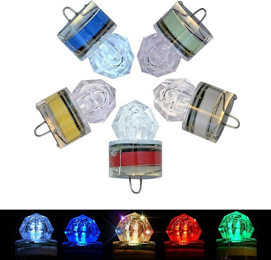 水中LED釣りルアー、LED発光ベイトフラッシャー、深海釣りルアー、魚眼誘引ライトベイトランプ5個セット