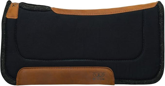 Weaver Equine 32" x 32" All Purpose Contoured Wool Blend Felt Horse Saddle Pad, Shock Absorbing Protective Western Saddle Pad, Equine Supplies, ‎Black