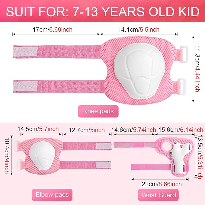 Wemfg Kids Protective Gear Set Knee Pads for Kids 3-14 Years Toddler Knee and Elbow Pads with Wrist Guards 3 in 1 for Skating Cycling Bike Rollerblading Scooter