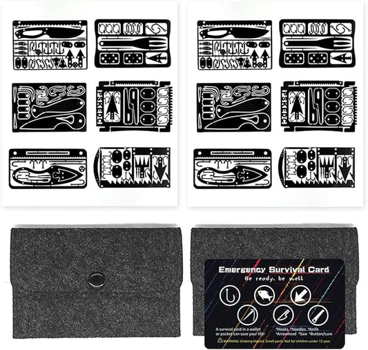 PSKOOK 12 Pcs Survival Multitool Card Emergency Camping Tool EDC Kit in Your Wallet Outdoor Hunting Fishing Hiking Gear