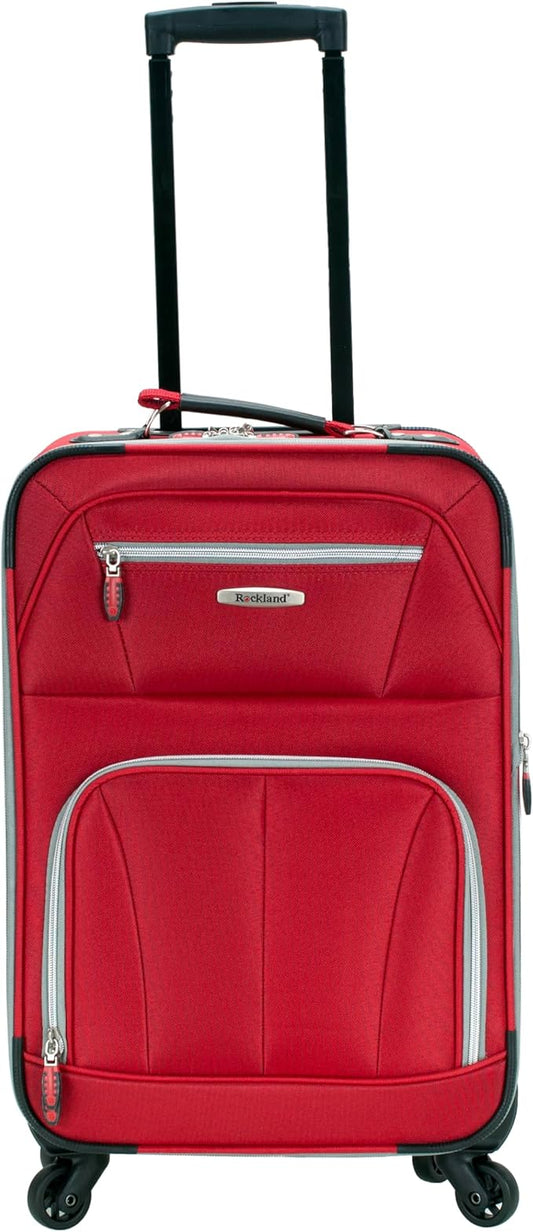 Rockland Pasadena Softside Spinner Wheel Luggage, Red, Carry-On 20-Inch