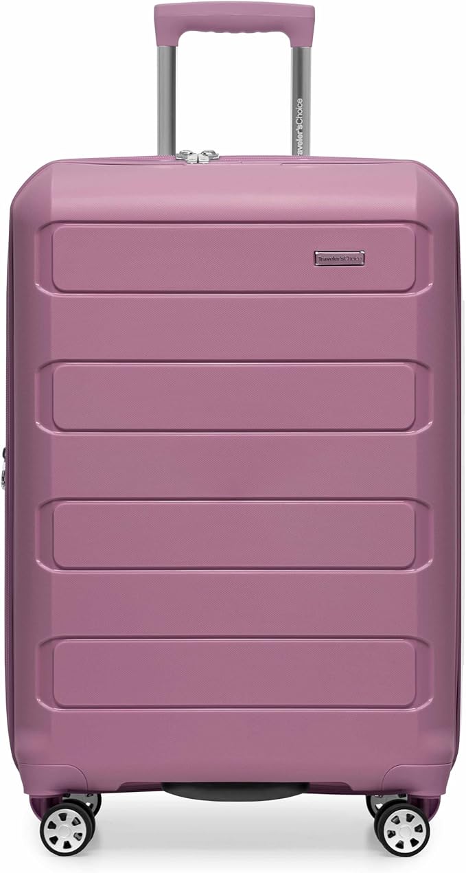 Traveler's Choice Pagosa Hardshell Expandable Luggage with Spinner Wheels, Mauve, 26-Inch Medium