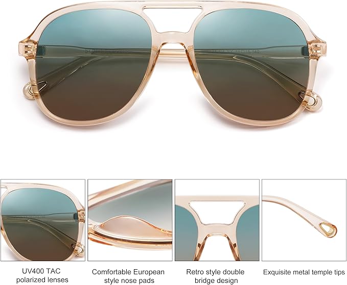 SOJOS Retro Polarized Aviator Sunglasses Womens Mens Classic 70s 80s Vintage Trendy Square Aviators SJ2174