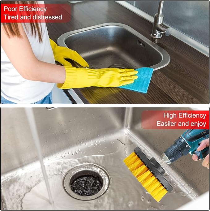 Remerry 6 Pcs Drill Brush Attachment Power Scrubber Cleaning Kit Multi Purpose Set Brushes for Bathroom Surfaces Tub Grout Shower Kitchen Tile Auto Car Boat