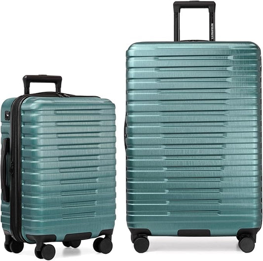 U.S. Traveler Boren Expandable Hardside Rugged Travel Luggage with 8 Spinner Wheels, Teal, 2-Piece Set