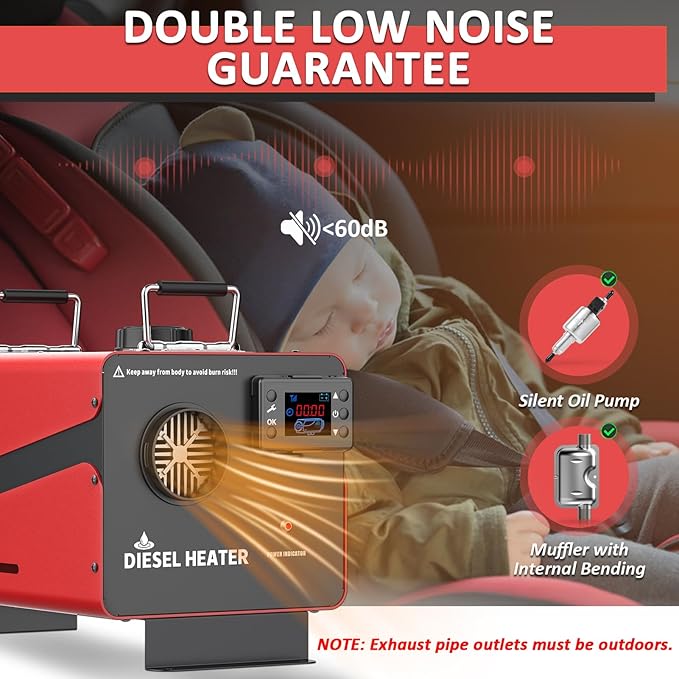 8500W Diesel Heater, All-in-One 12V/24V/110V Portable Parking Heater with Remote Control & LCD Monitor for Truck, RV, Camper, Boat, Garage, Fast Heating, Low Noise