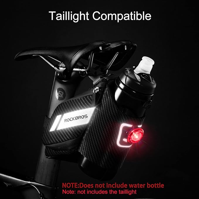 ROCKBROS Bike Saddle Bag Bike Seat Bag with Water Bottle Holder Bicycle Bag Under Seat Waterproof for Road Bike