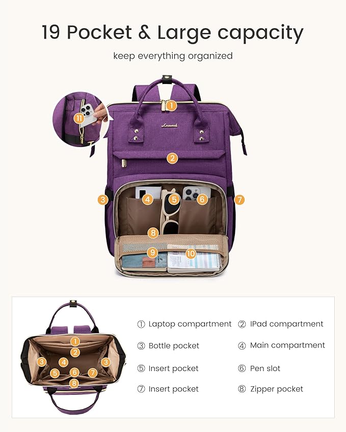 LOVEVOOK Laptop Backpack for Women with Giant Tumbler Holder Pocket,15.6 inch Waterproof Travel Backpack Purse Computer Laptop Bag,Professional Work College Nurse Teacher Backpack Daypack,Grayish-pink