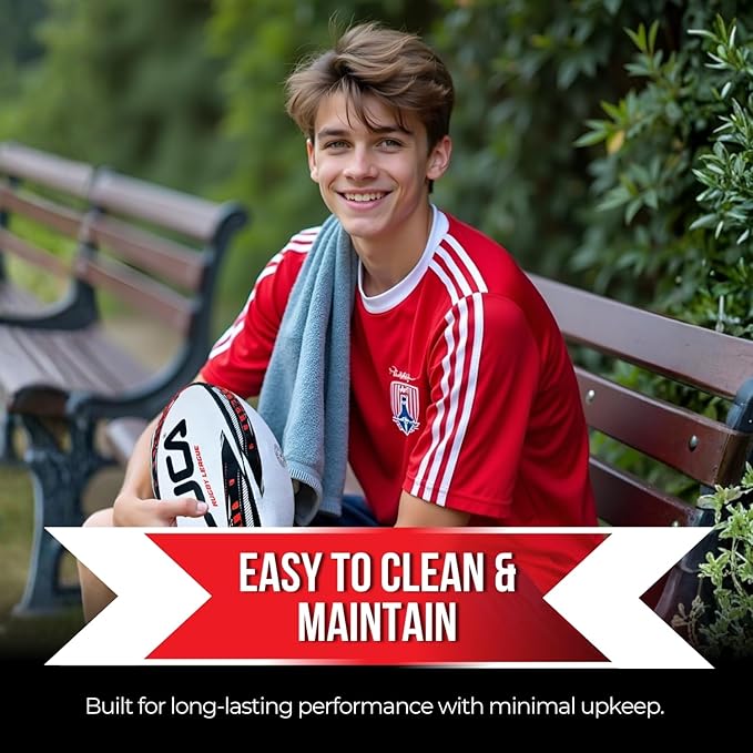 LUCA League Rugby Ball Size 4 & 5 | Hand Stitched, 3-Ply Durable Construction | Super Grip Texture | Training & Match Play Rugby Ball
