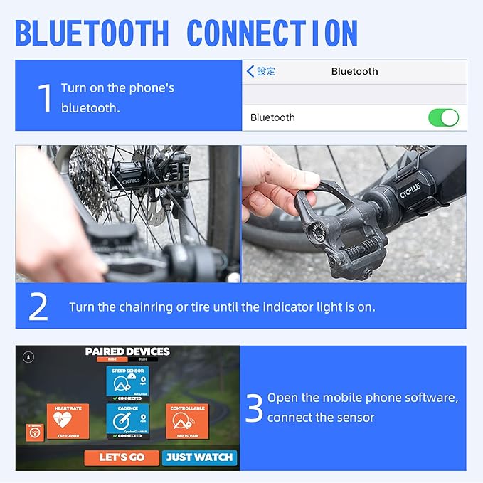 CYCPLUS Cycling Speed and Cadence Sensor Bluetooth & ANT+ Wireless Bike Cadence Sensor Speed IP67 Waterproof