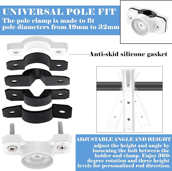 Pole Mount Fishing Rod Holders for Bike Rack Rotatable Fishing Chair Pole Holders with Clamp for Boat Bicycle Motorcycle Kayak Cart