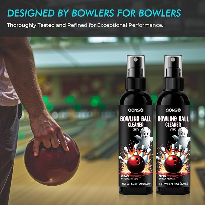 Bowling Ball Cleaner Spray - 1 Pack Bowling Cleaner Set with Cleaning Towel, Portable Bowling Accessories Kit - Removes Oil, Stains & Scuffs - Enhances Grip, Restores Tack & Prolongs Lifespan of Ball