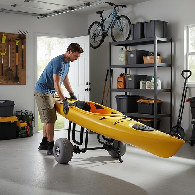 Kayak Cart, Detachable Kayak Dolly Cart Paddle Board Cart with 11" Balloon Wheels for All Terrain