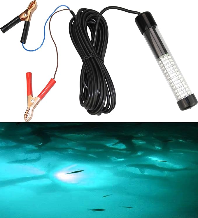 12V 14W 180 LEDs 1300 Lumens LED Submersible Fishing Light Underwater Fish Finder Lamp with 5m Cord