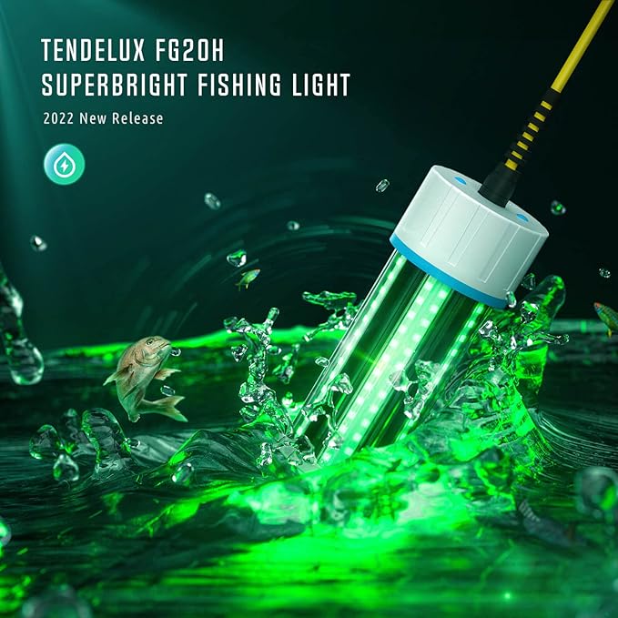 水中集魚灯、110V & 12V 超高輝度グリーンLED水中ライト ドック、ボート、カヤック用、IP68防水 淡水・海水対応 (9mケーブル)