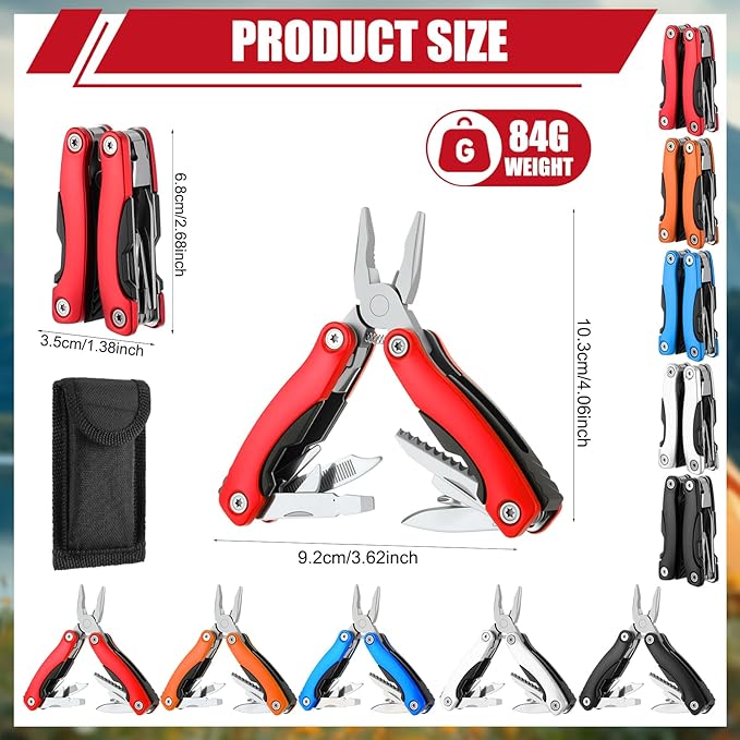 5 Pack Mini Multi Tool Bulk Birthday Gifts for Men Him Dad Boyfriend Stocking Stuffers Small Multitool Fishing Pocket Knife for Men Camping Survival Computer Bike Gadgets, 5 Colors