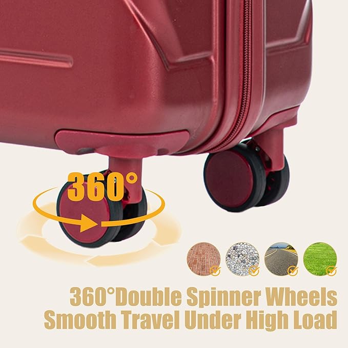28 Inch ABS Hard Shell Large Luggage With Combination Lock and Side Hooks, Red
