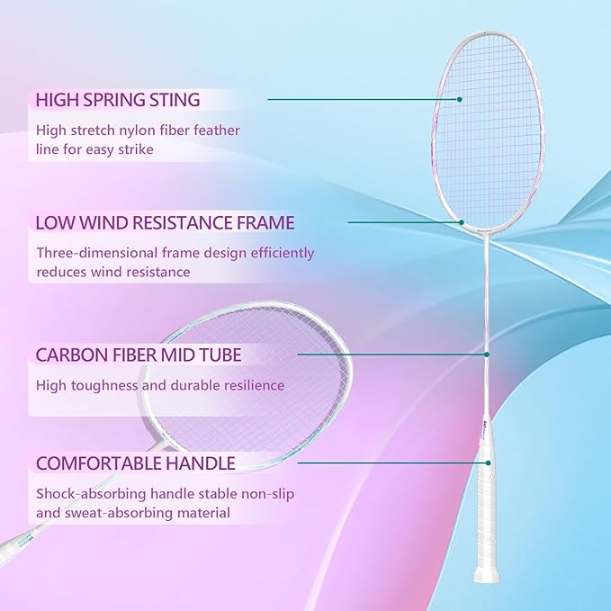 Professional Carbon Fiber Badminton Rackets Badminton Racquet for Backyards Gym