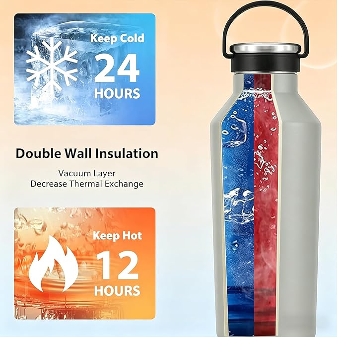 TYESO Stainless Steel Vacuum Insulated Water Bottle, Insulated Water Bottle with Soft Silicone Carry Handle (GRAY, 17 OZ)