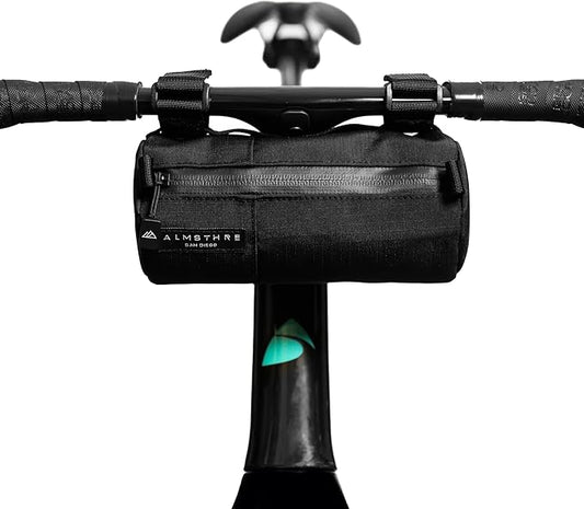 ALMSTHRE Simple Bar Bag | Soft-Shell Bike Handlebar Bag with Waterproof Zipper & Adjustable Straps | Lightweight Bicycle Handlebar Bag (Simple, Midnight Black)