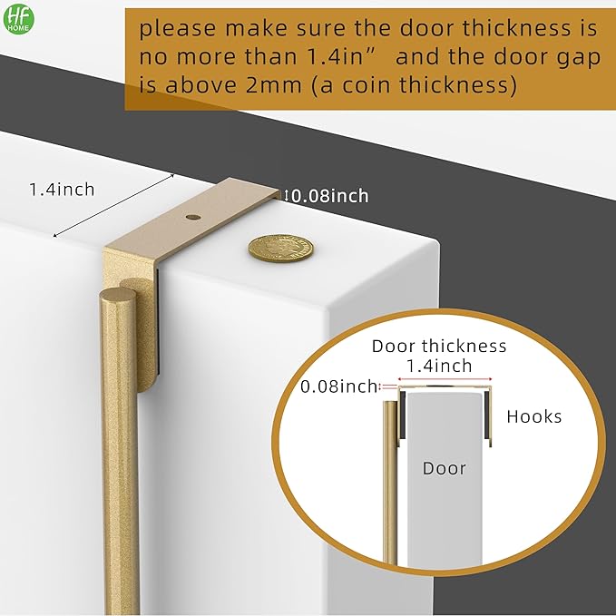 HFHOME 4 Packs Over The Door Double Hanger Hooks, Metal Twin Hooks Organizer for Hanging Coats, Hats, Robes, Towels- Gold