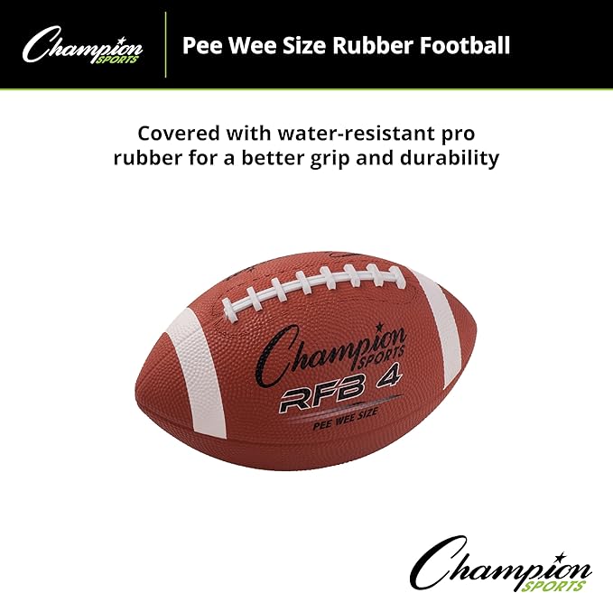 Champion Sportsラバーフットボール – 強化グリップ付き全天候型耐久フットボール – 裏庭での遊びとトレーニング – ピーウィーから公式サイズまで