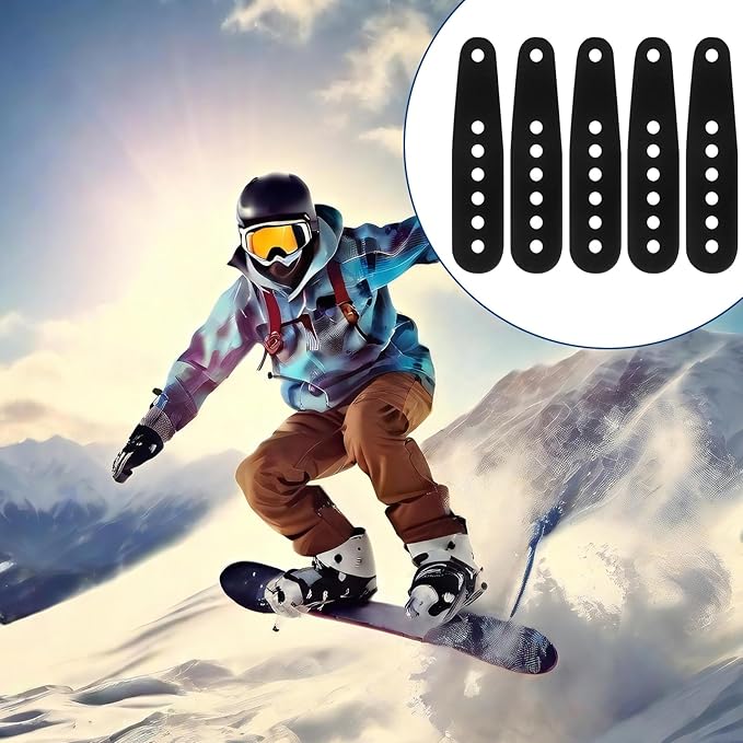 8 Pcs Black Snowboard Binding Tongue Hole Straps 5.35" x 1.1" Snowboard Binding Toe Slider Straps Ankle Ladder Strap for Ski Strap-in Replacement Accessories to Bind
