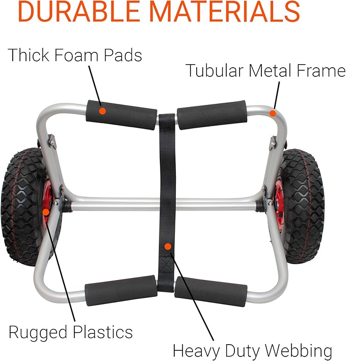 BKC UH-KC271 Two-Wheeled Cart for Kayaks, Stand Up Paddle Boards, Canoes - Easy Overland Transport at The Lake, Beach, or Reservoir