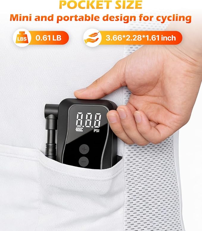 MEGAWHEELS Mini Bike Pump, Portable Bike Pump with Presta and Schrader Valve, 150/120PSI Bicycle Pump with Gauge, Auto Stop, Fast Inflation for City Bike, Road Bike, Mountain Bike