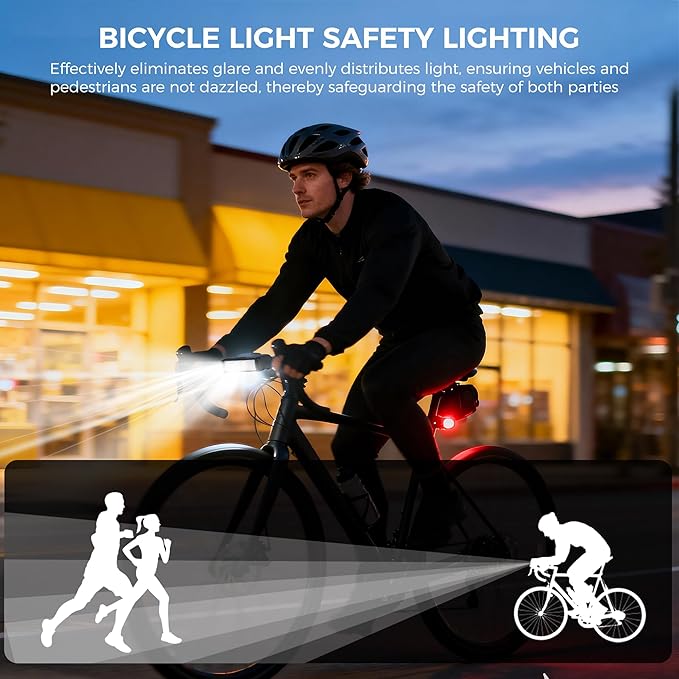 Super Bright Bike Lights for Night Riding 4800 Lumen, USB Rechargeable LED Bicycle Light with LCD Dispaly, NO Guess Power, High Power Waterproof Bike Headlight Front and Rear for Mountain Road Cycling