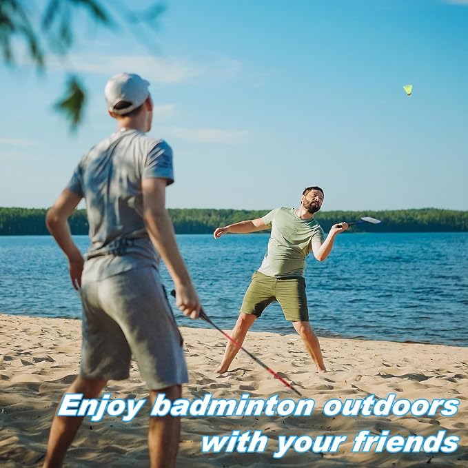 12 Pack Badminton Rackets Set Including Badminton Racquets, Nylon Shuttlecocks and Carry Bag for Outdoor Backyard Games Beginners