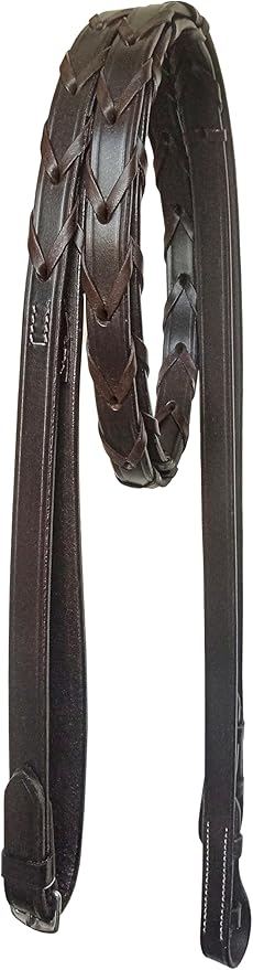 Equine Care Leather English Horse Bridle with Reins, Full Size, Choice of Browband Style, Padded Crown & Cavesson Noseband, Stainless Steel Hardware, Hunter Show Bridle.