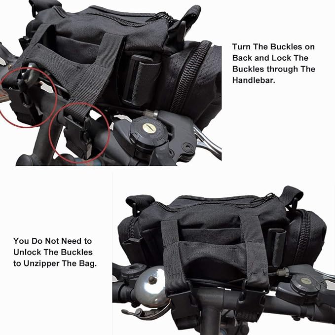 BraveHawk OUTDOORS Bike Handlebar Bag, 900D Nylon Oxford Multi-purpose Waist Bag Water Resistant Bicycle Cycling Pack (Black)