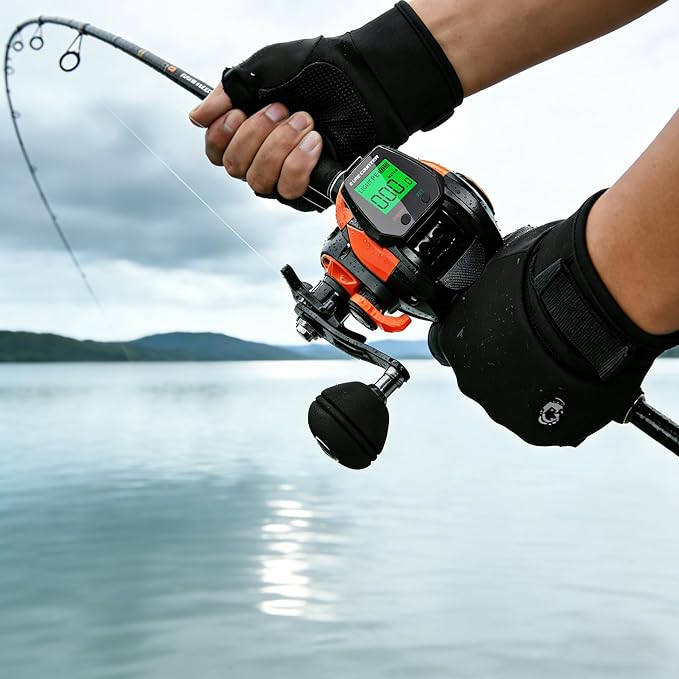 Digital Baitcasting Fishing Reel with LCD Display,8 oz Ultralight Electric Baitcaster Reel, 22-35 Lb Max Drag,6.3:1/7.2:1 Gear Ratio,Left/Right Handed,Compact Design for Freshwater & Saltwater