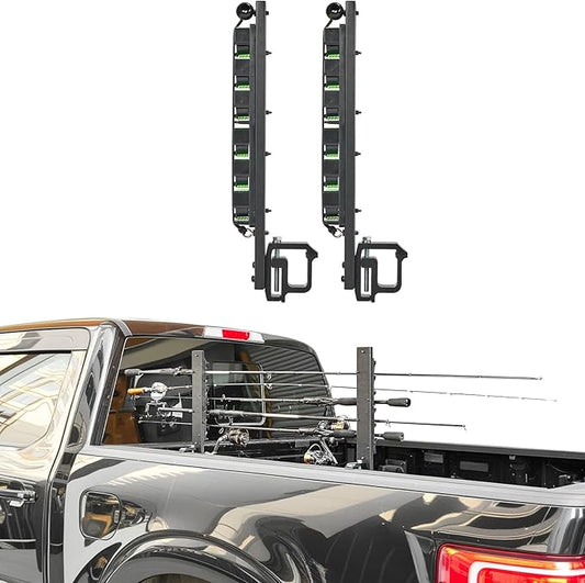 JOYTUTUS トラック荷台釣り竿ホルダー | 6本収納可能 | 確実なクランプオン設計 | トラックの荷台やボートに対応 | 水平・垂直設置可能