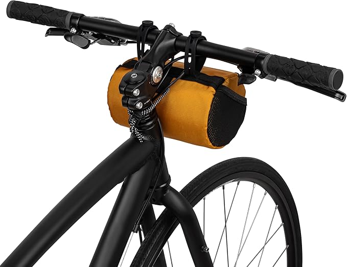 Oso Supply Co Handlebar Bike Bag – Water-Resistant Hard Shell with Quick-Access Zipper, Side Mesh Pockets, and Spacious Storage – Ideal for Cycling, Commuting, and Adventure Rides (Golden Yellow)