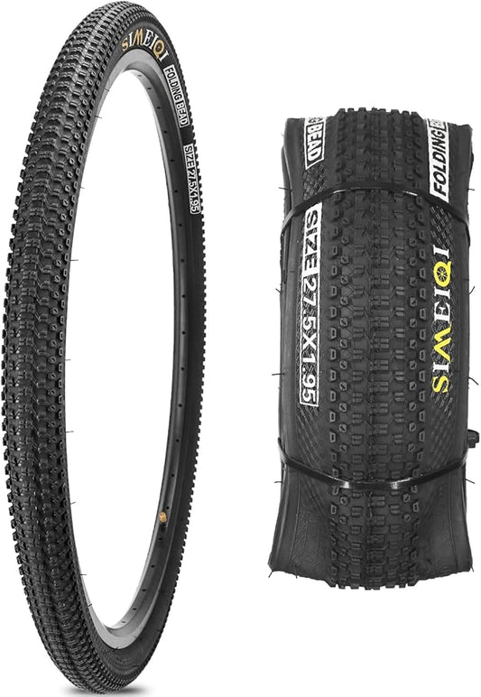 27.5 X 1.95 Inch Folding Bike Tires with 3mm Anti Puncture Proof Protection for Mountain Bicycles