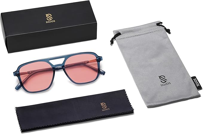 SOJOS レトロ アビエイター サングラス レディース メンズ トレンディ 長方形 レディース メンズ シェード サングラス SJ2202